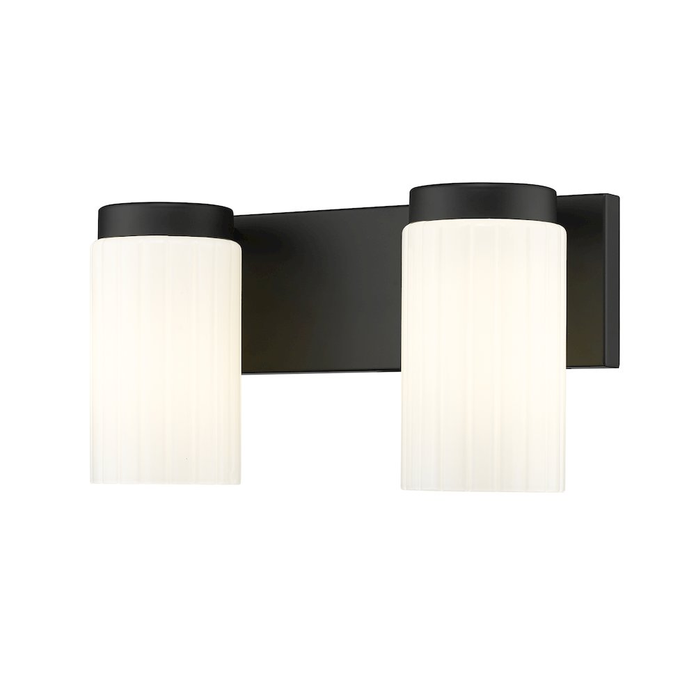 Z-Lite Burk 2 Light Vanity, Matte Black. Picture 1