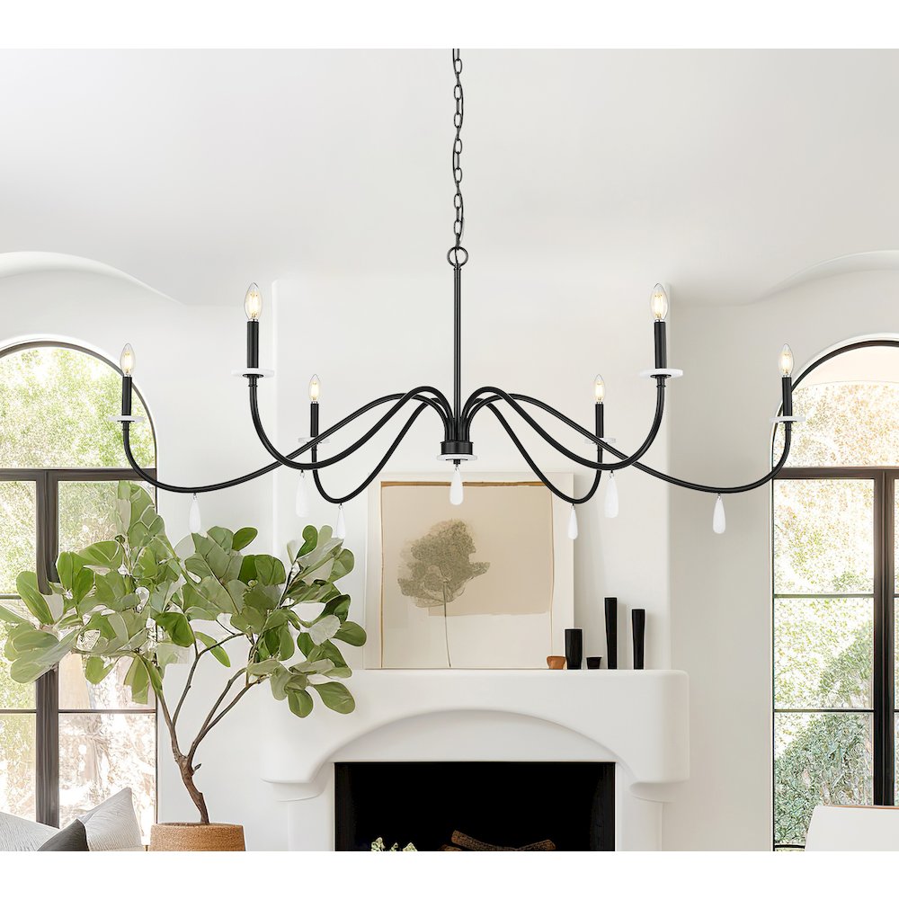 Z-Lite 6 Light Chandelier, Matte Black. Picture 6