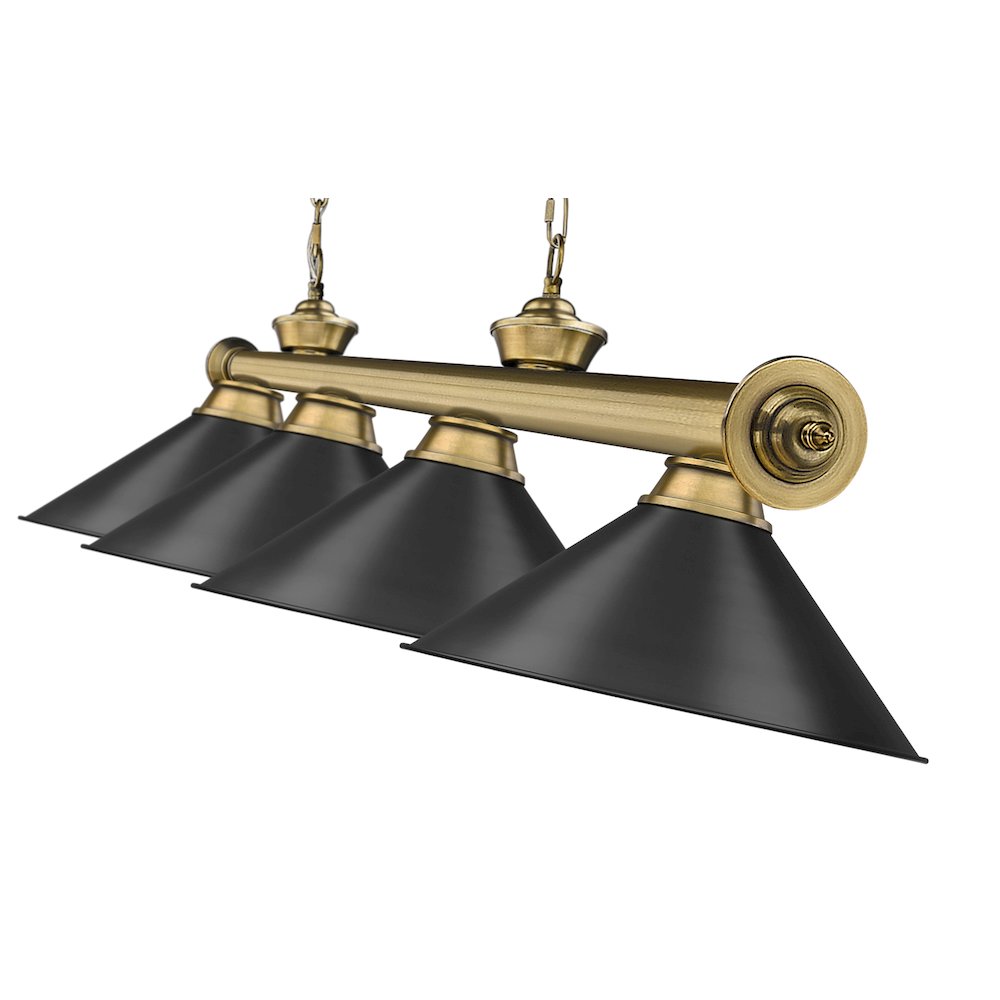 Z-Lite Cordon 4 Light Billiard, Steel Frame, Matte Black Shade Color. Picture 4