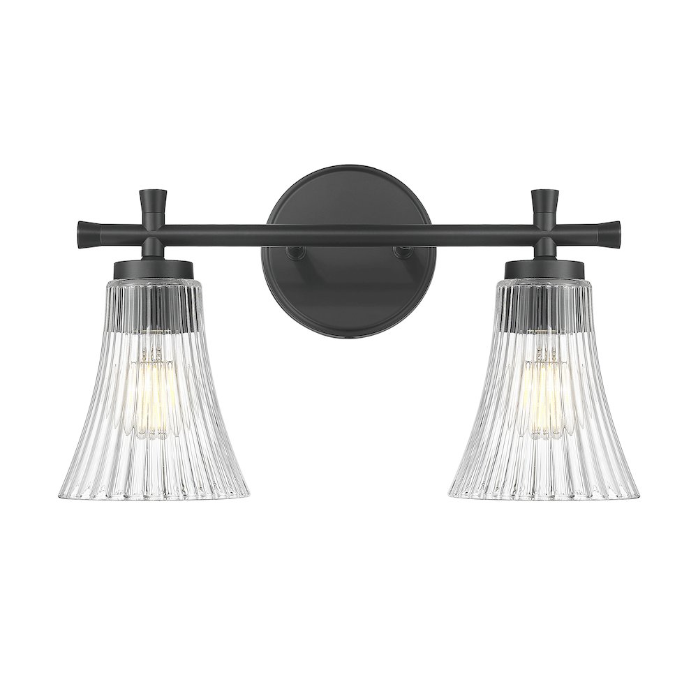 Z-Lite Belle 2 Light Vanity in Matte Black color, Steel frame. Picture 2