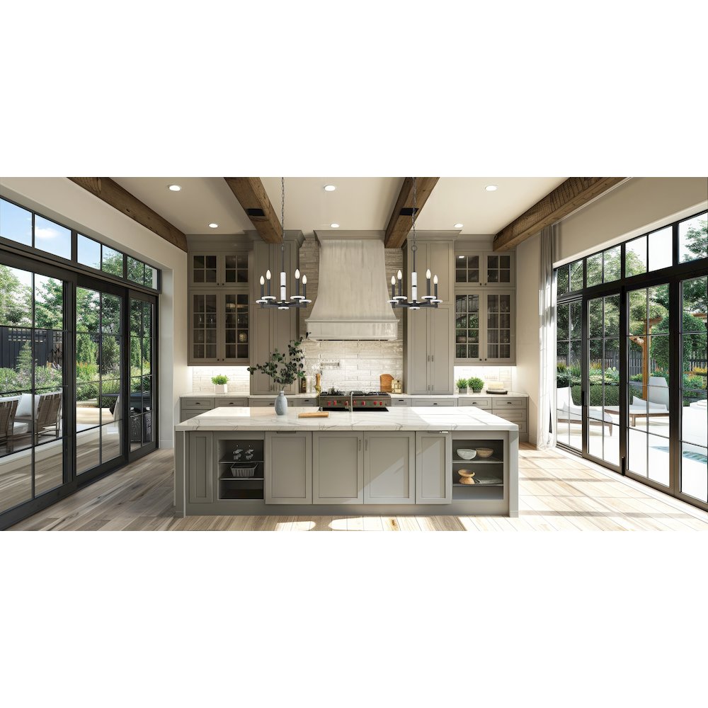 Z-Lite Kaden 5 Light Chandelier in Matte Black color, Steel frame. Picture 7