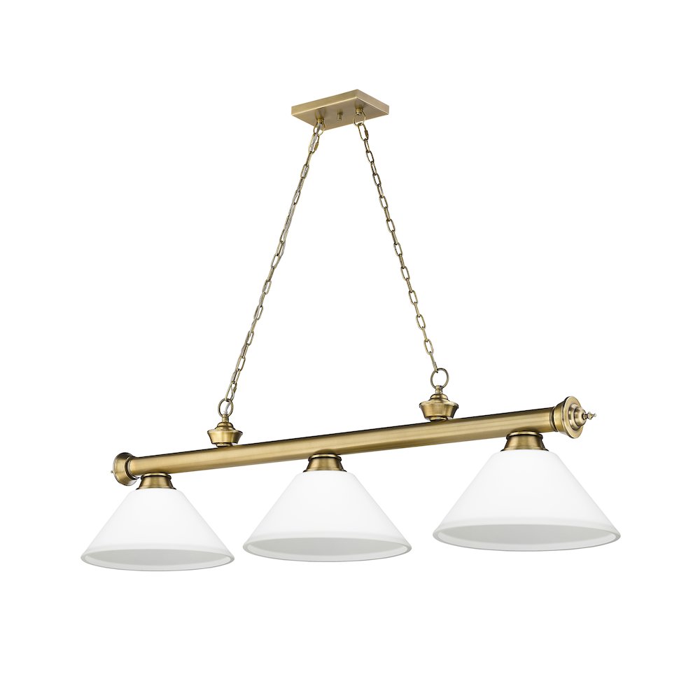 Z-Lite Cordon 3 Light Billiard, Steel Frame, Matte Opal Shade Color. Picture 5