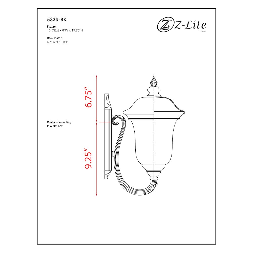 Z-Lite 1 Light Outdoor Wall Light. Picture 2