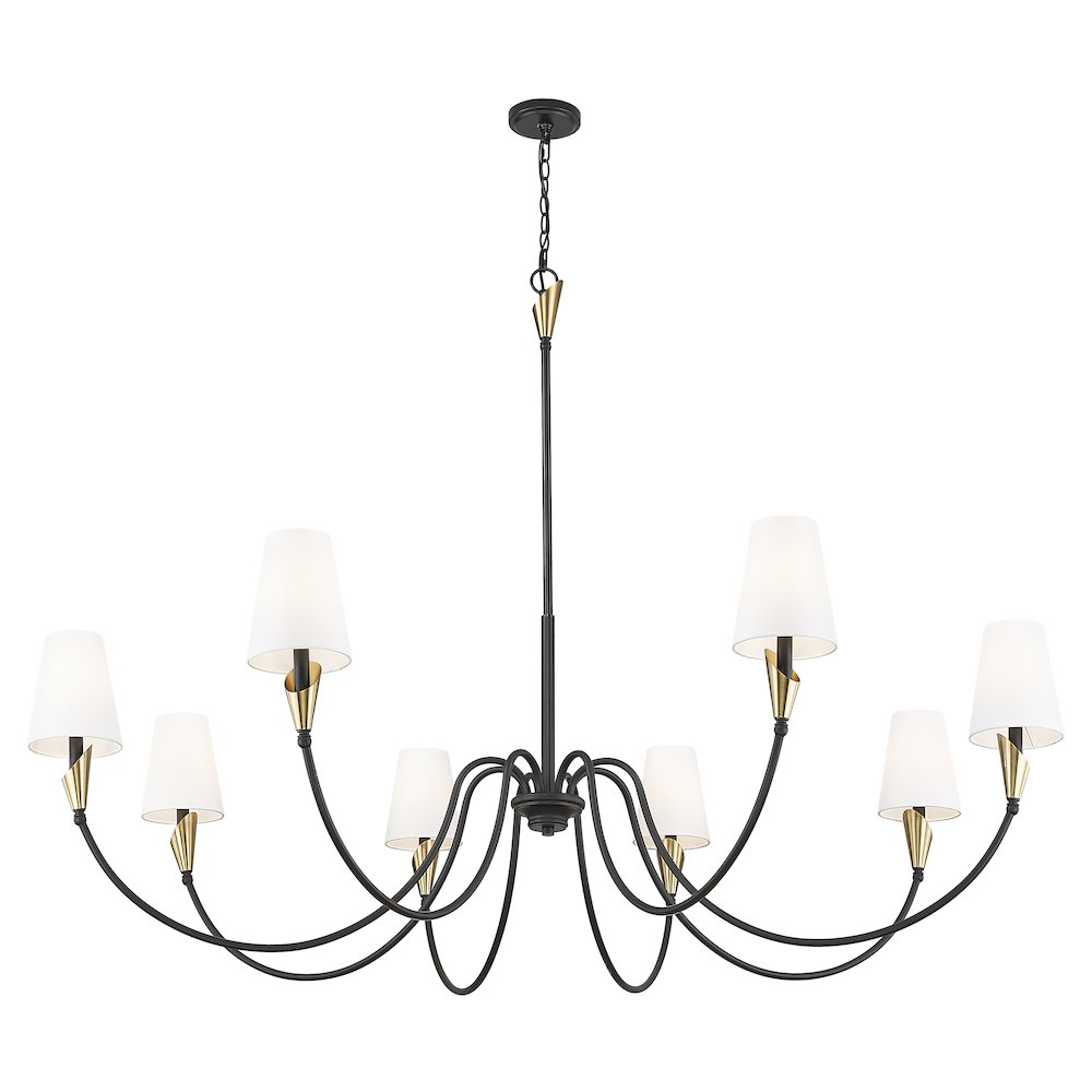 Z-Lite Claudelle 8 Light Chandelier in Matte Black + Modern Gold color. Picture 3