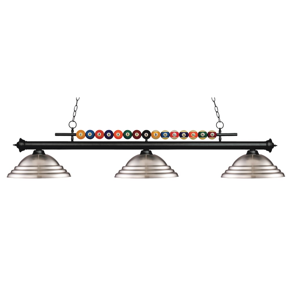 Z-Lite Shark 3 Light Billiard, Steel Frame, Brushed Nickel Shade Color. Picture 1