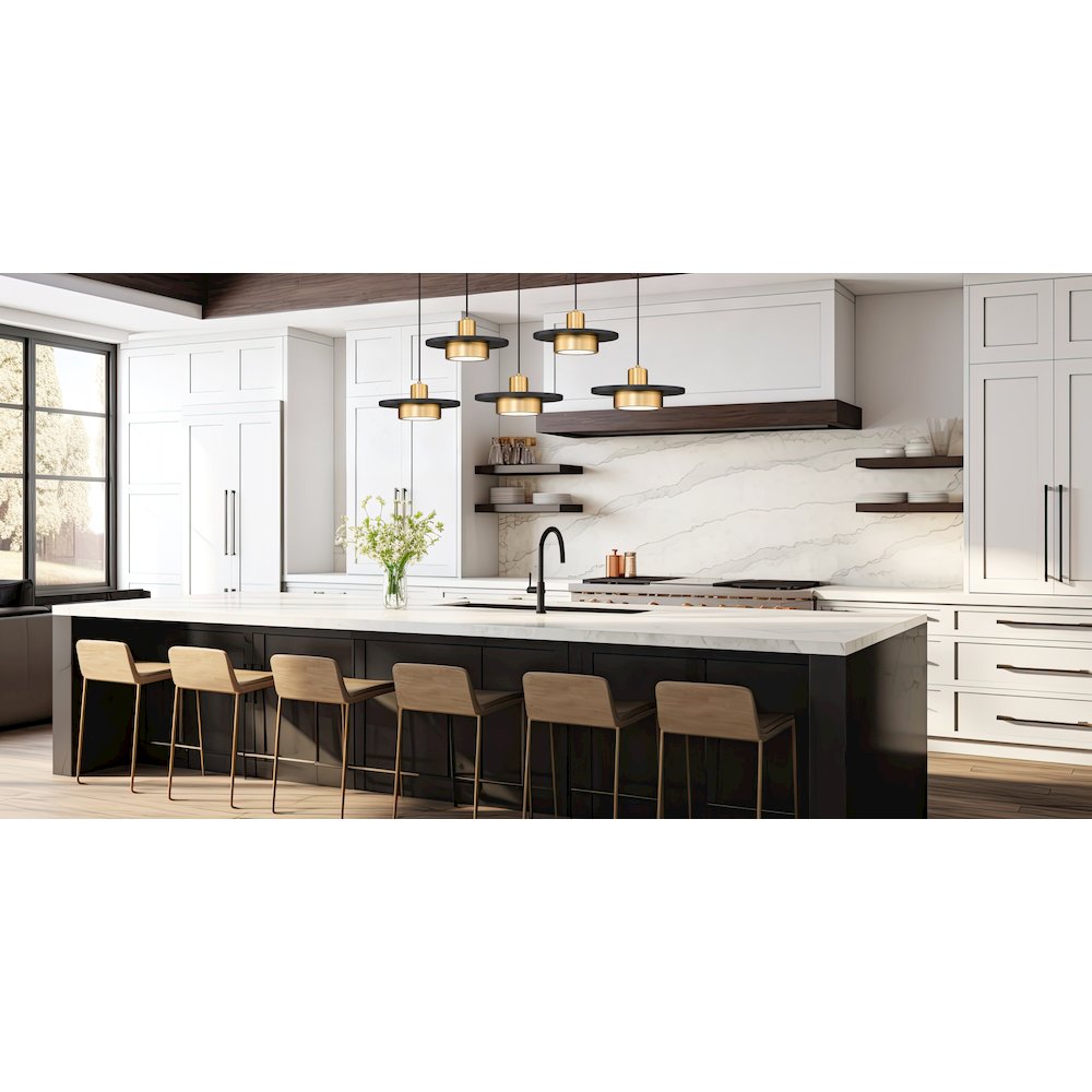 Z-Lite 5 Light Linear Chandelier, Matte Black + Modern Gold. Picture 5