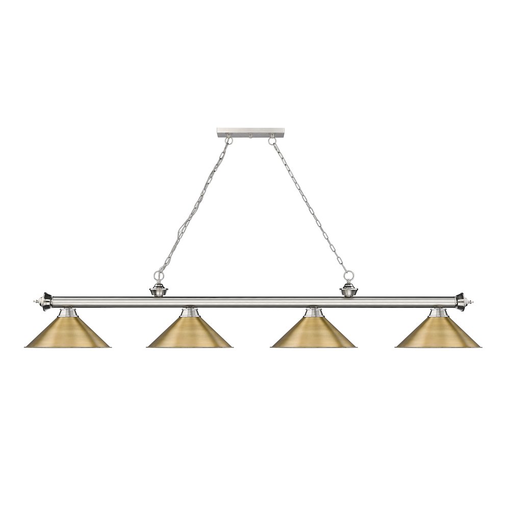 Z-Lite Cordon 4 Light Billiard, Steel Frame, Rubbed Brass Shade Color. Picture 2