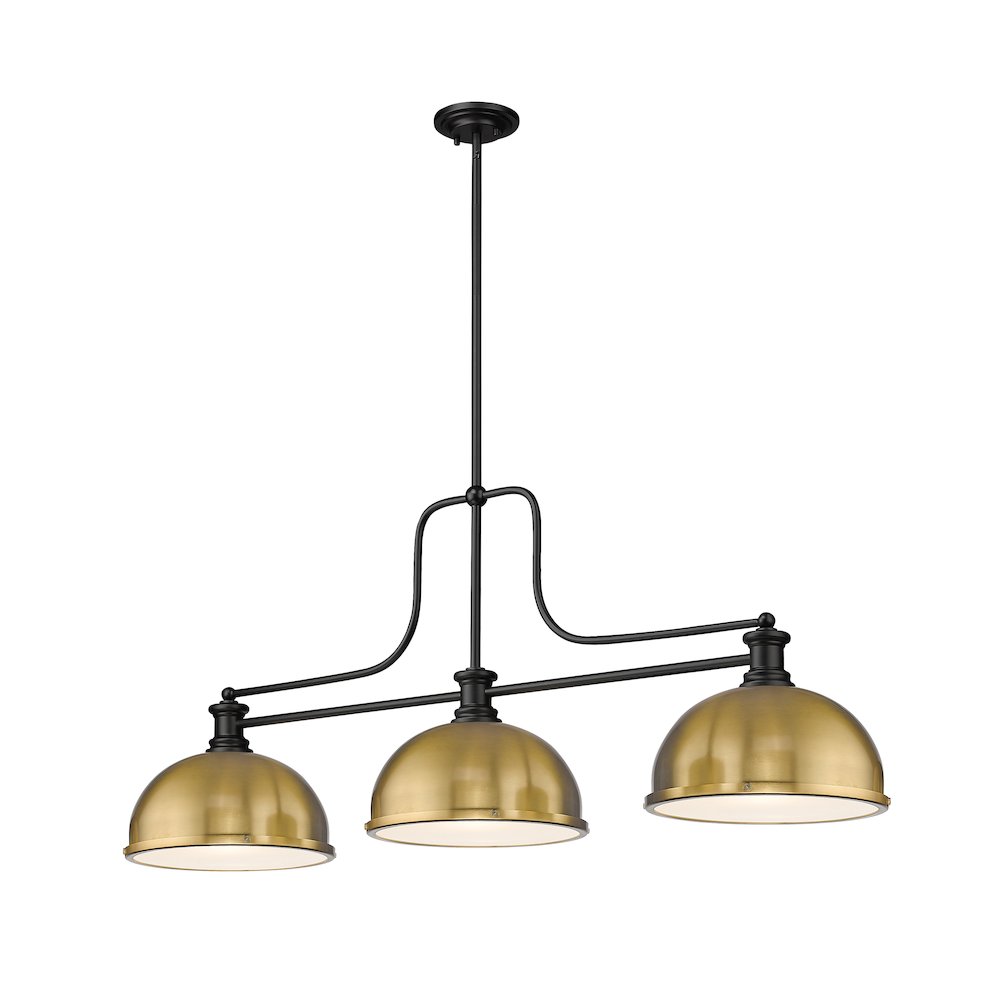 Z-Lite Melange 3 Light Billiard, Steel Frame, Heritage Brass Shade Color. Picture 1