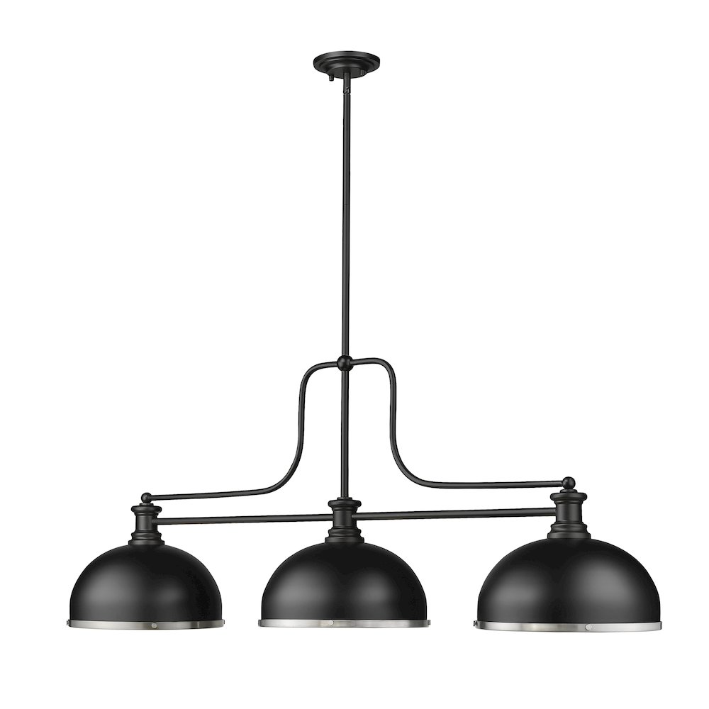 Z-Lite Melange 3 Light Billiard, Matte Black + Brushed Nickel Shade Color. Picture 3