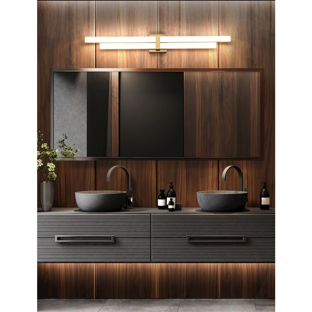 Z-Lite Zane 2 Light Vanity in Modern Gold Frame Finish. Picture 6