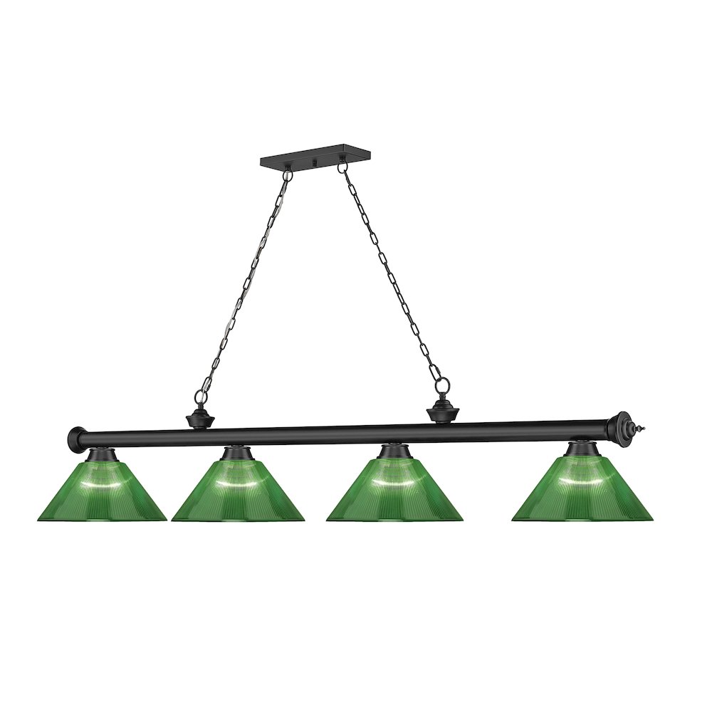 Z-Lite Cordon 4 Light Billiard, Steel Frame, Green Shade Color. Picture 3