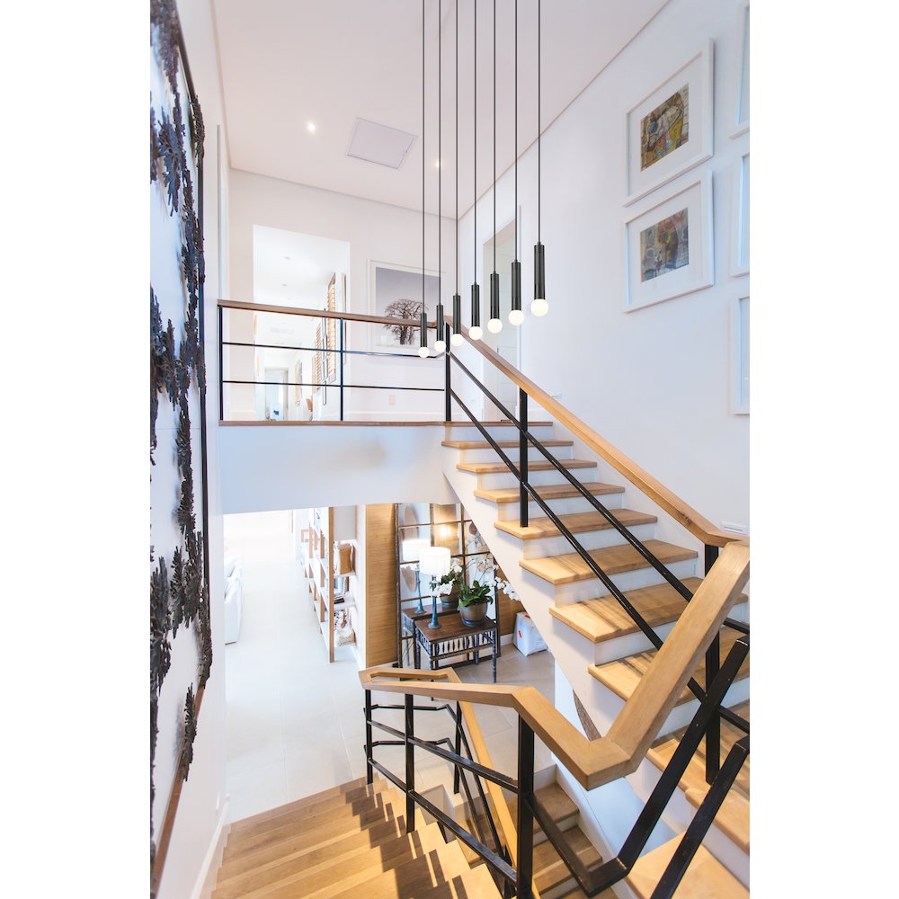 Z-Lite Stari 7 Light Linear Chandelier in Matte Black color, Steel frame. Picture 6