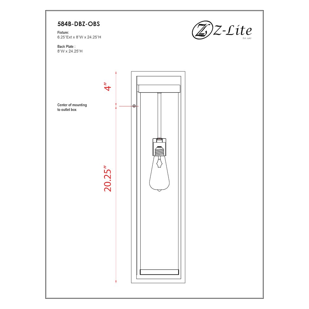 Z-Lite 1 Light Outdoor Wall Light. Picture 9