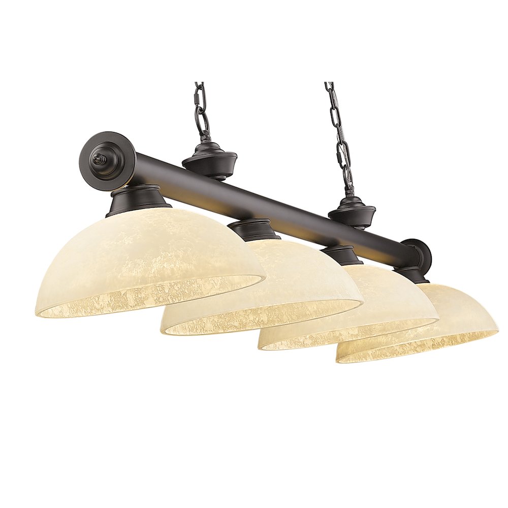 Z-Lite Cordon 4 Light Billiard, Steel Frame, Golden Mottle Shade Color. Picture 4