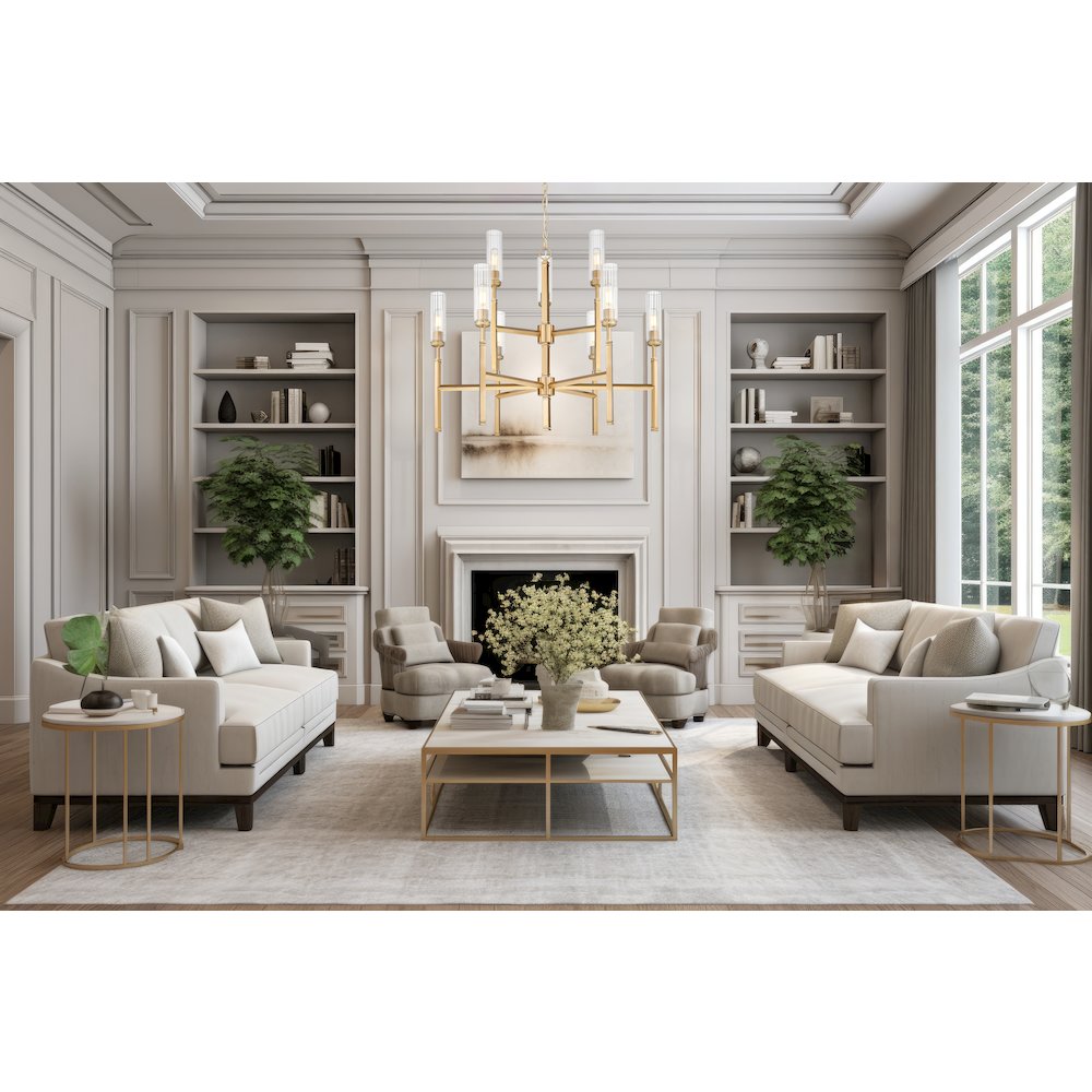 Z-Lite 9 Light Chandelier, Modern Gold. Picture 6