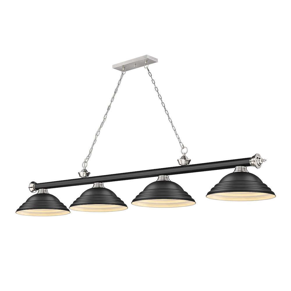 Z-Lite Cordon 4 Light Billiard, Steel Frame, Matte Black Shade Color. Picture 1