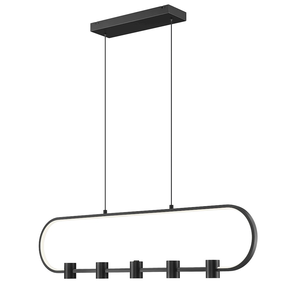 Z-Lite 5 Light Linear Chandelier, Matte Black. Picture 1