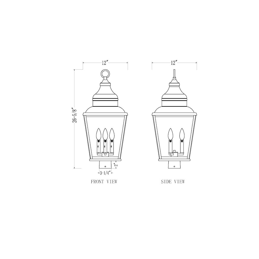 Z-Lite 3 Light Outdoor Post Mount Fixture, Sand Black. Picture 6