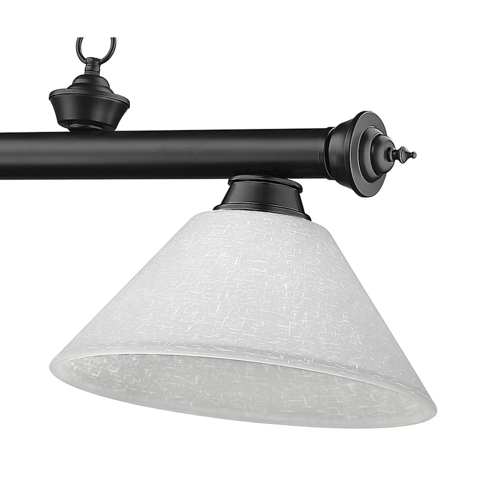 Z-Lite Cordon 3 Light Billiard, Steel Frame, White Linen Shade Color. Picture 4