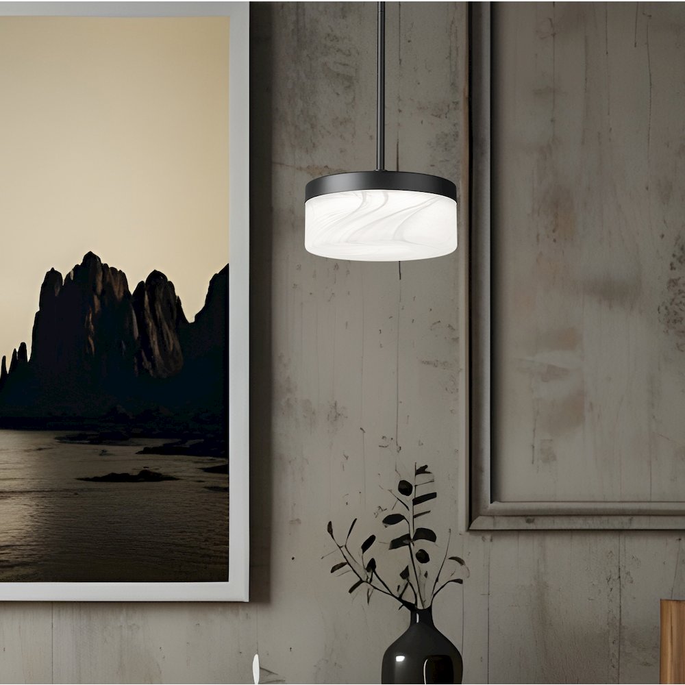 Z-Lite 1 Light Pendant, Matte Black. Picture 6