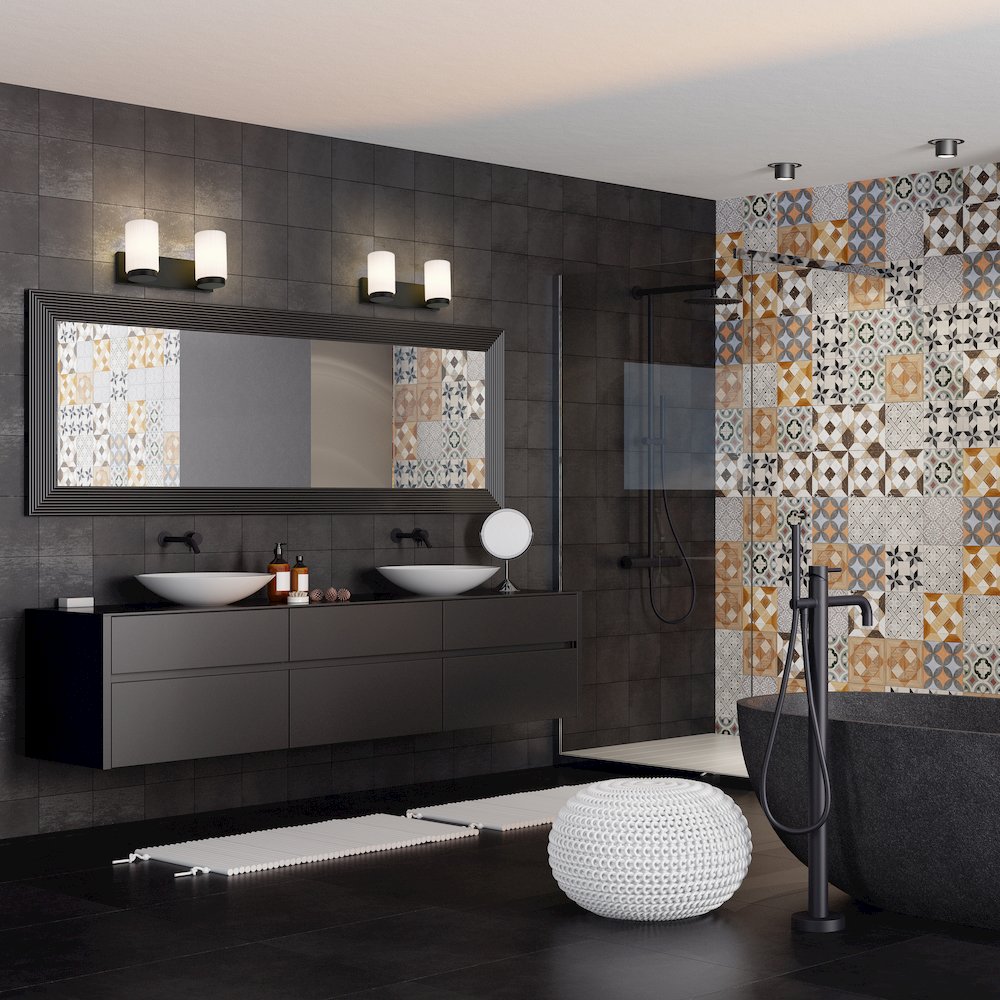 Z-Lite Burk 2 Light Vanity, Matte Black. Picture 6