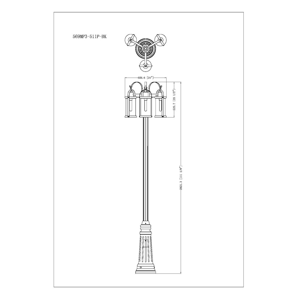 Z-Lite 3 Light Outdoor Post Mounted Fixture. Picture 4