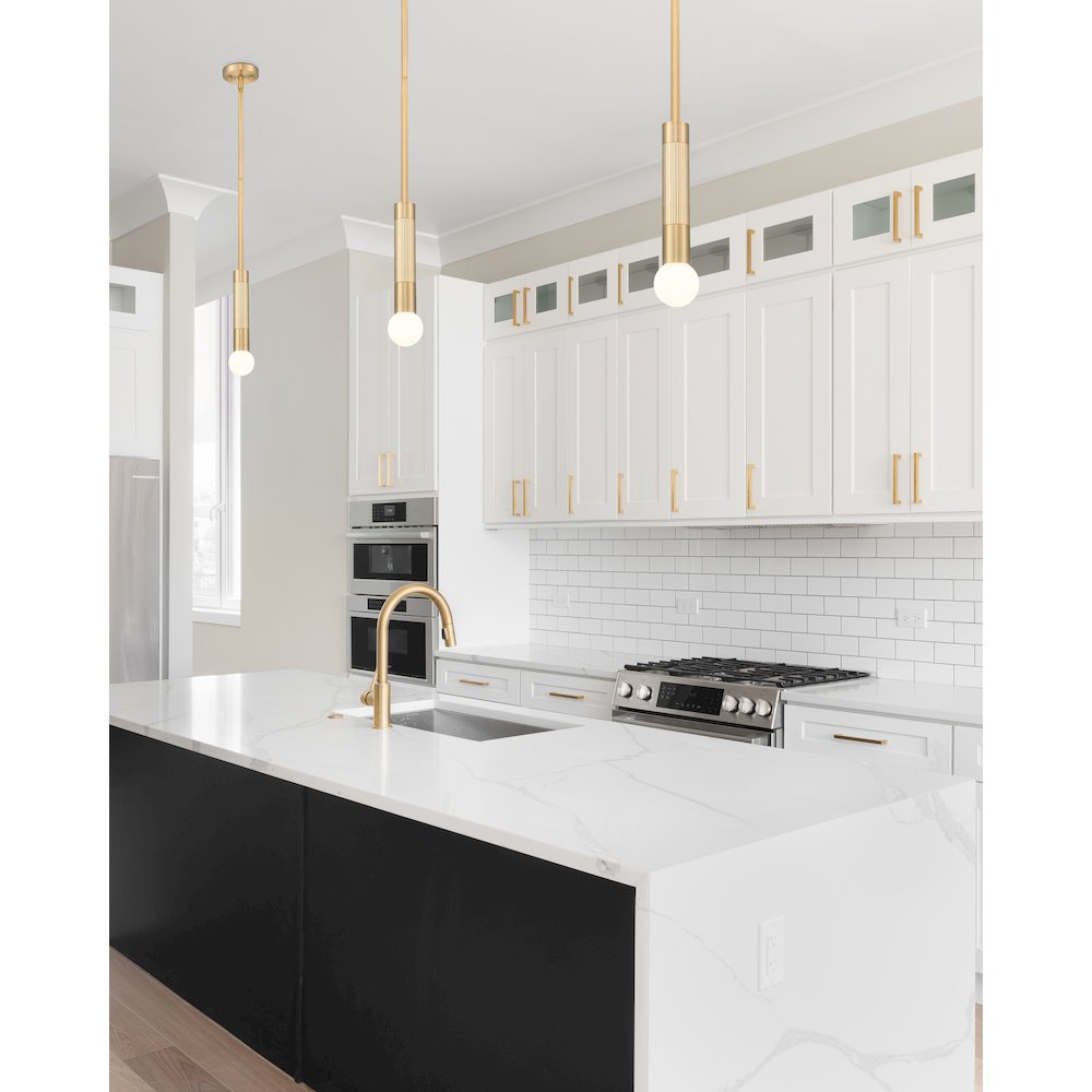 Z-Lite Stari 1 Light Pendant in Modern Gold color, Steel frame. Picture 6
