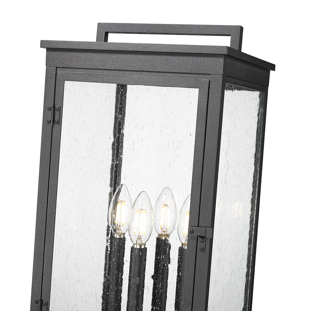 Z-Lite Hartwell 4 Light Outdoor Post Mounted Fixture in Sand Black color. Picture 4