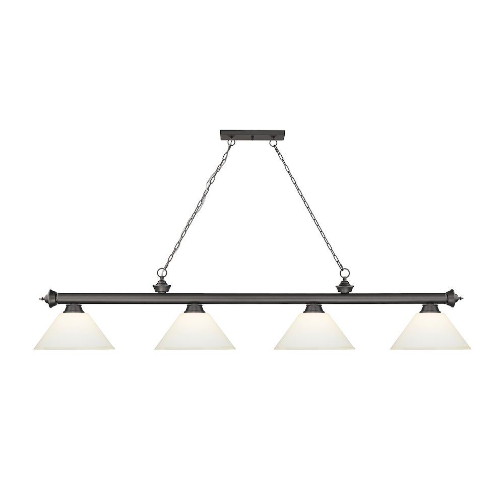 Z-Lite Cordon 4 Light Billiard, Steel Frame, Matte Opal Shade Color. Picture 2
