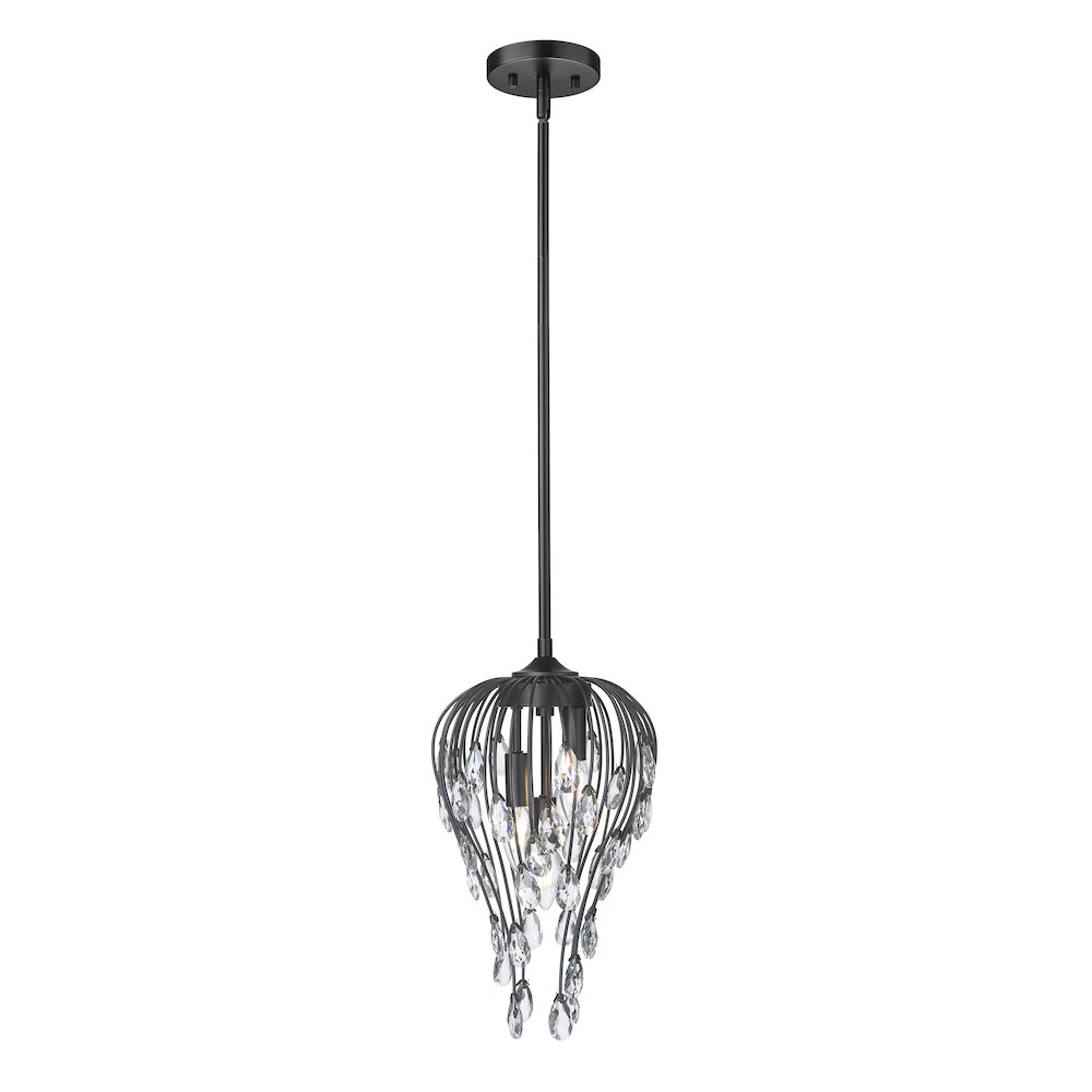 Z-Lite 3 Light Pendant, Matte Black. Picture 1