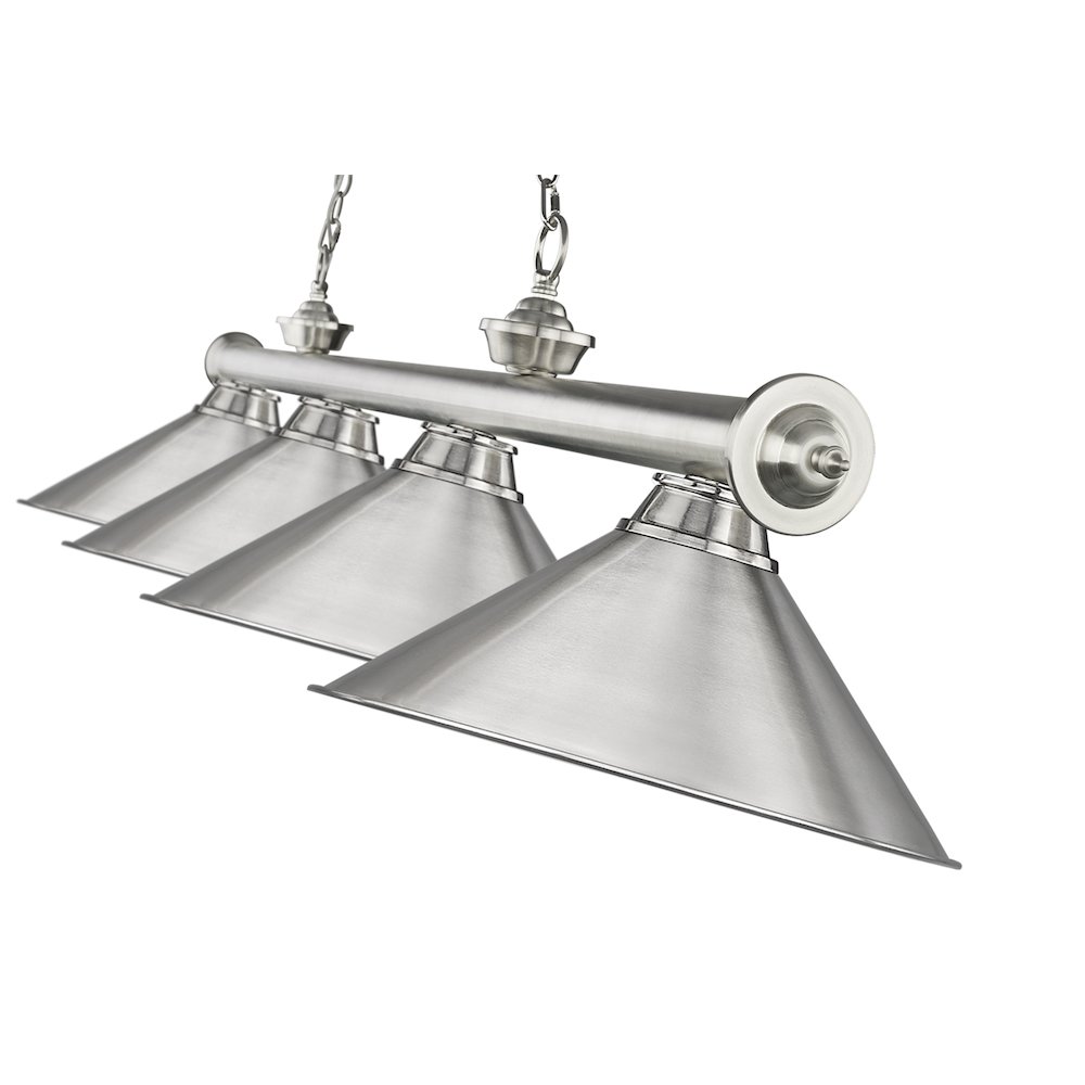 Z-Lite Cordon 4 Light Billiard, Steel Frame, Brushed Nickel Shade Color. Picture 4