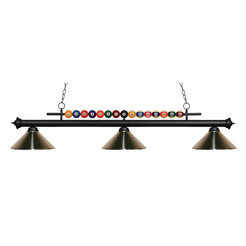 Z-Lite Shark 3 Light Billiard, Steel Frame, Brushed Nickel Shade Color. Picture 1
