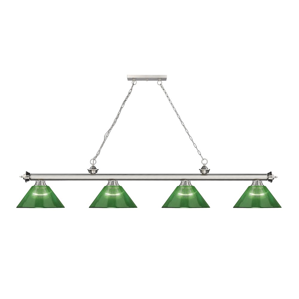 Z-Lite Cordon 4 Light Billiard, Steel Frame, Green Shade Color. Picture 2