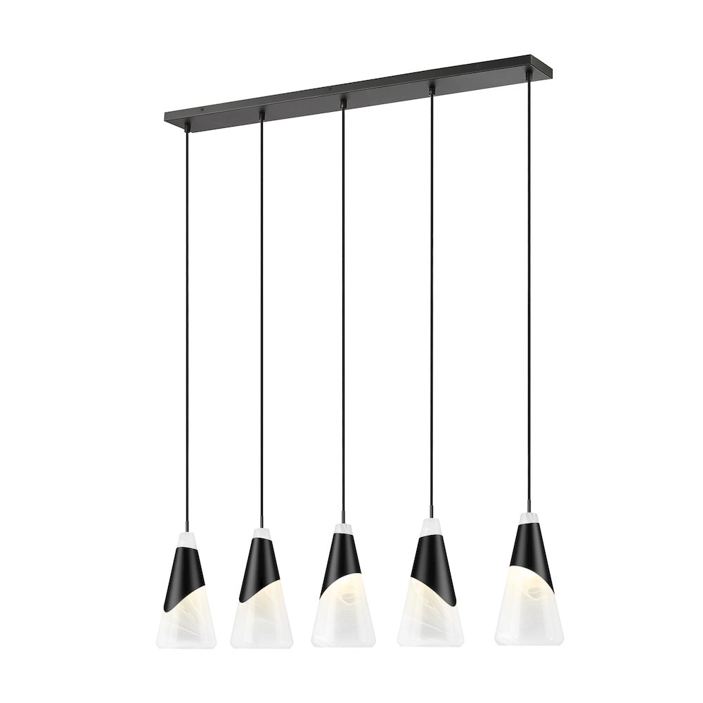 Z-Lite Aimie 5 Light Linear Chandelier, Matte Black. Picture 1