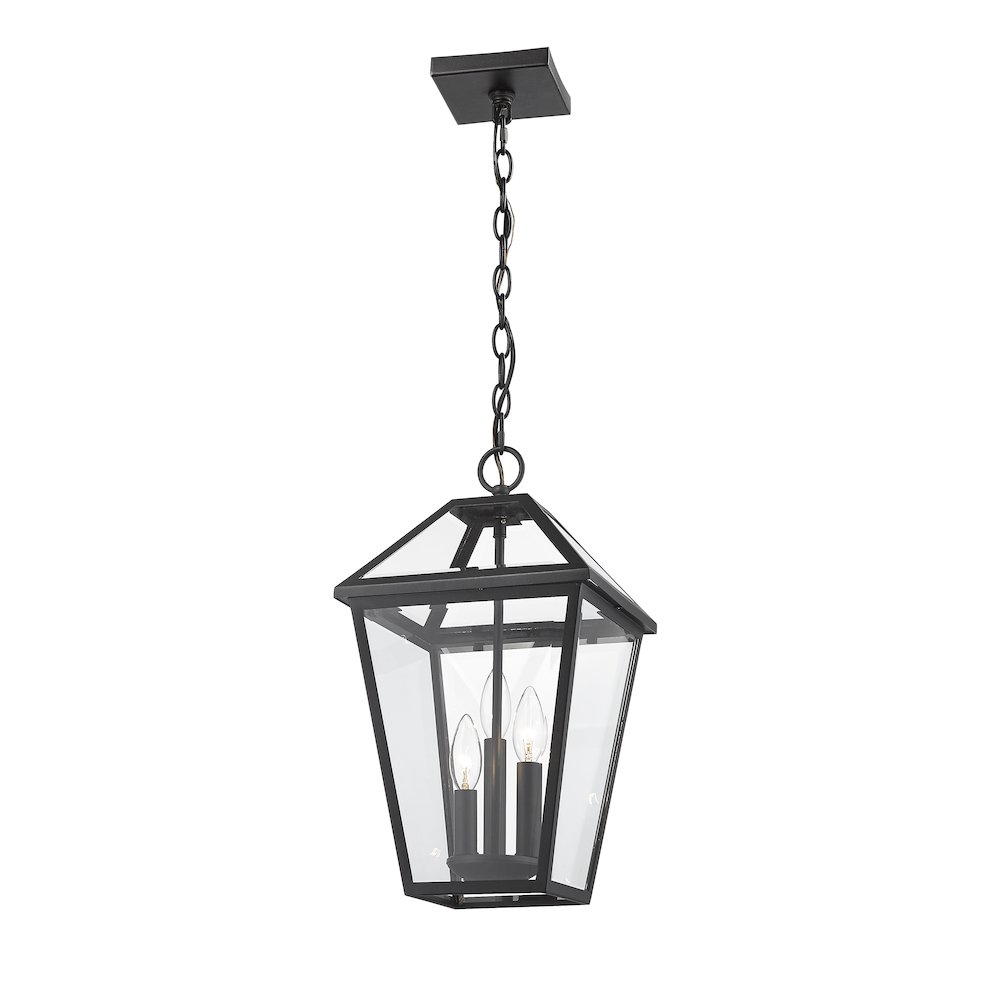 Z-Lite Talbot 3 Light Outdoor Chain Mount Ceiling Fixture, Black. Picture 2