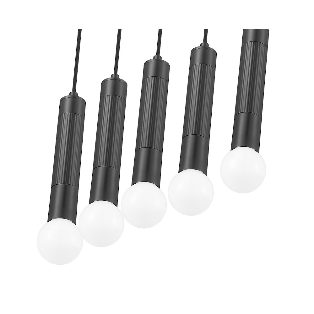 Z-Lite Stari 5 Light Linear Chandelier in Matte Black color, Steel frame. Picture 4