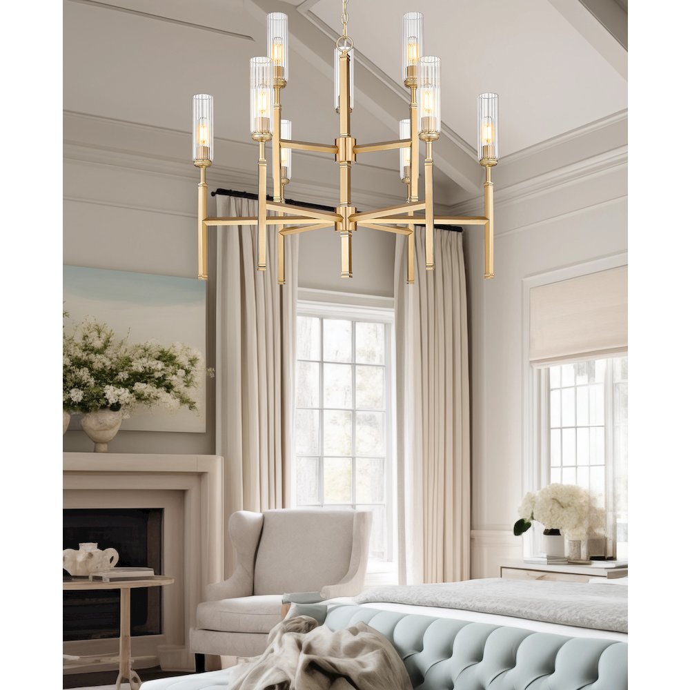 Z-Lite 9 Light Chandelier, Modern Gold. Picture 5
