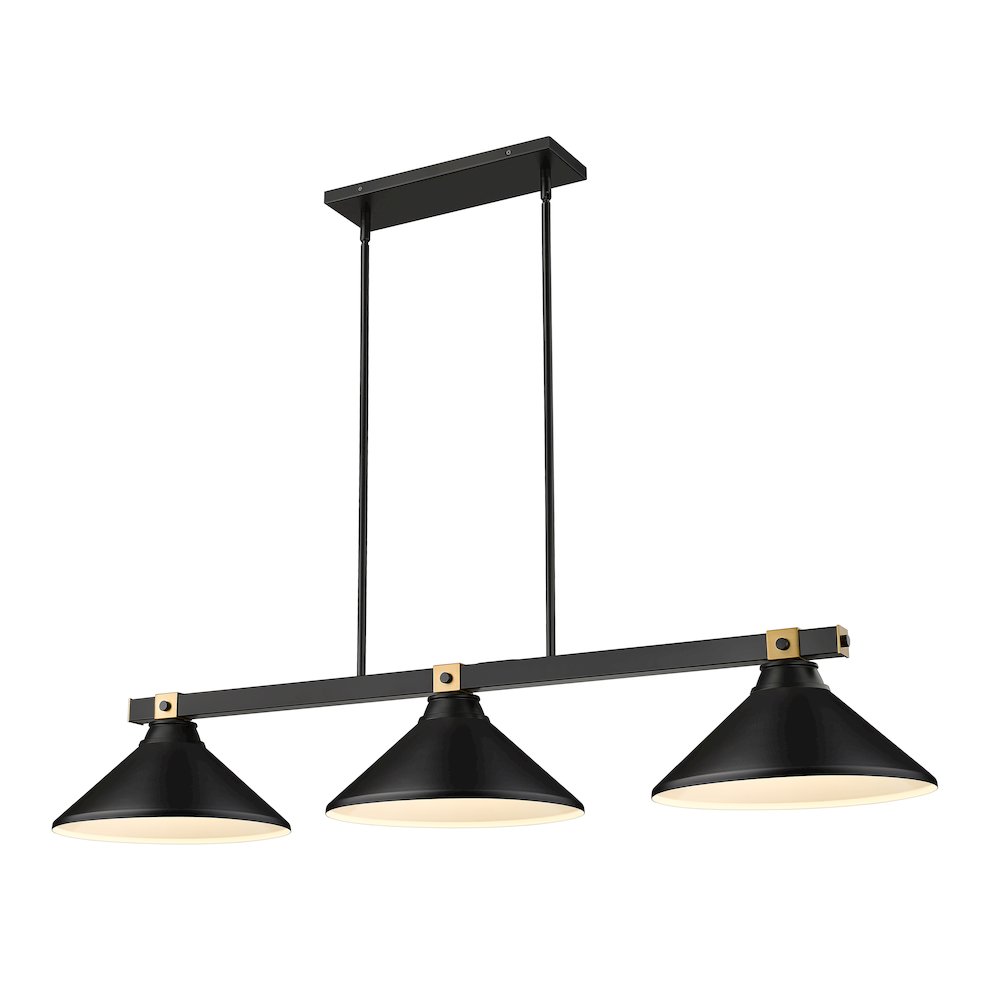 Z-Lite Bronte 3 Light Billiard, Steel Frame, Matte Black Shade Color. Picture 1