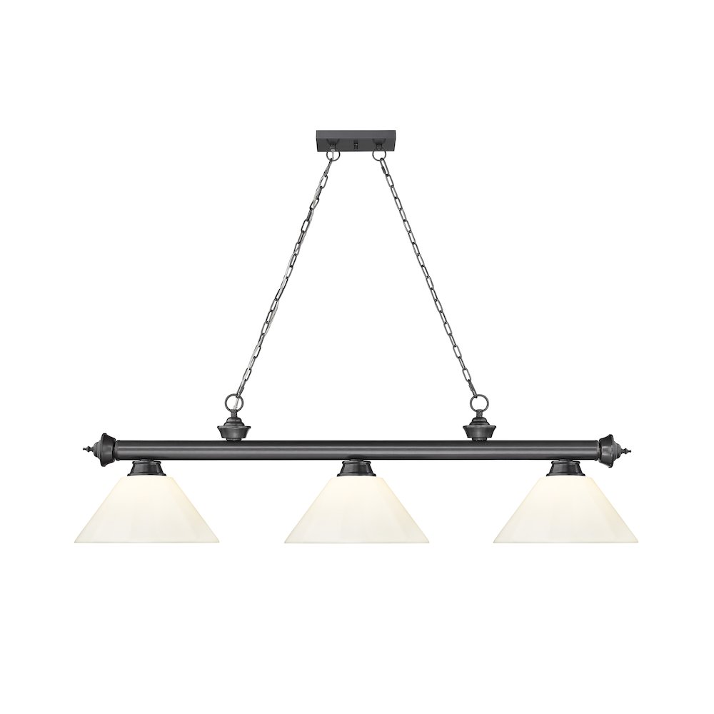 Z-Lite Cordon 3 Light Billiard, Steel Frame, White Shade Color. Picture 2