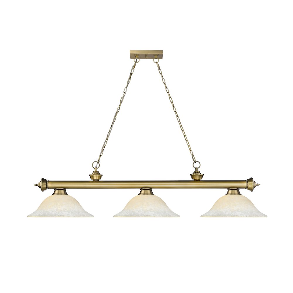 Z-Lite Cordon 3 Light Billiard, Steel Frame, White Mottle Shade Color. Picture 2