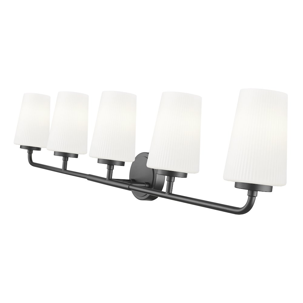 Z-Lite Montford 5 Light Vanity in Matte Black color, Steel frame. Picture 4