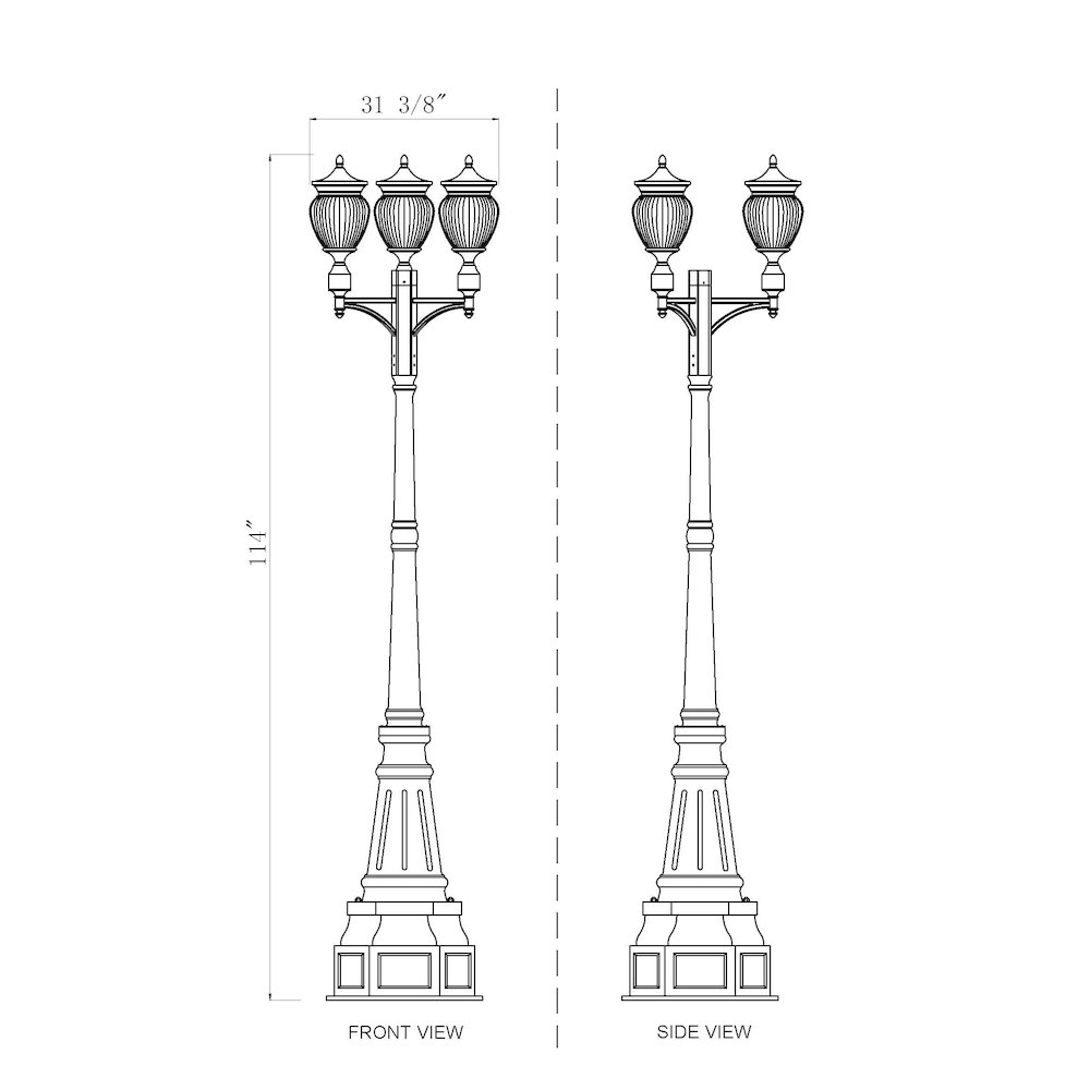 Z-Lite 3 Light Outdoor Post Mounted Fixture. Picture 8