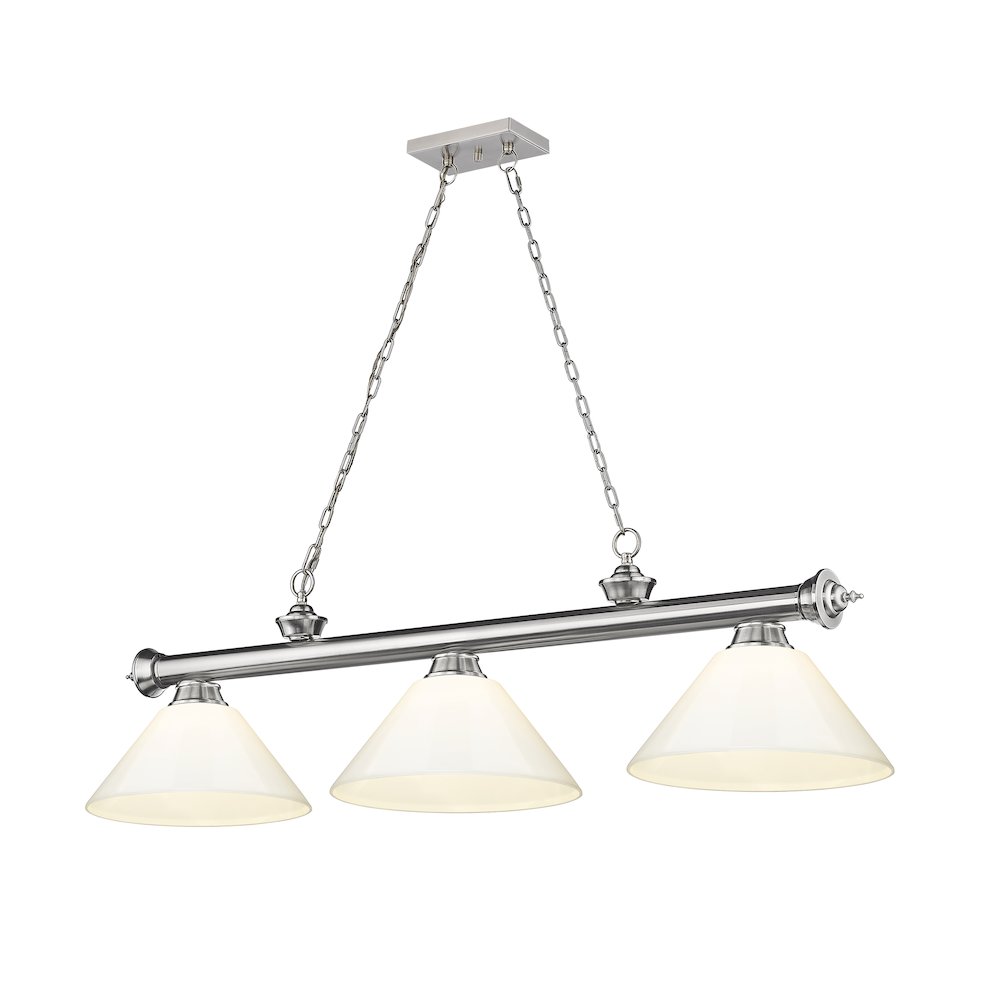 Z-Lite Cordon 3 Light Billiard, Steel Frame, White Shade Color. Picture 1