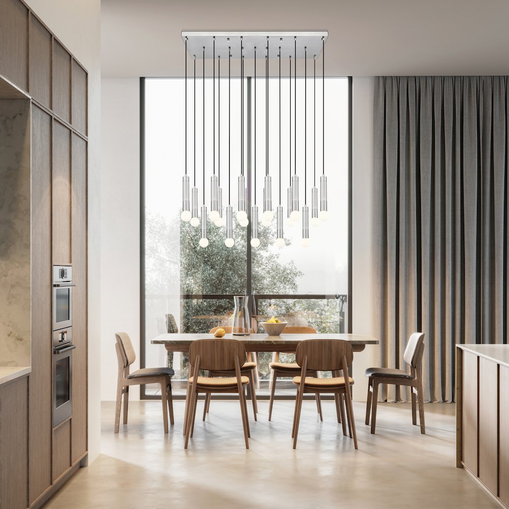 Z-Lite Stari 17 Light Linear Chandelier in Brushed Nickel color, Steel frame. Picture 6