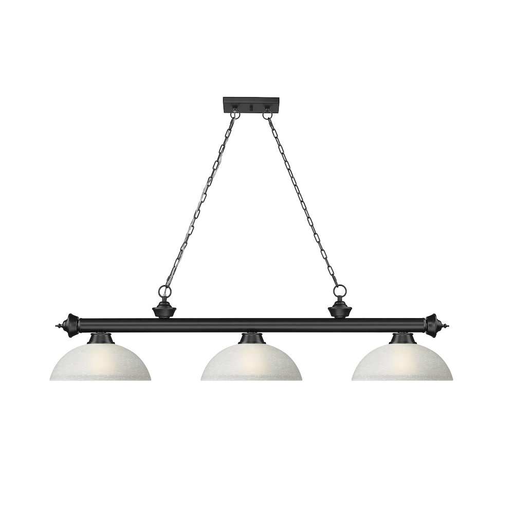 Z-Lite Cordon 3 Light Billiard, Steel Frame, White Linen Shade Color. Picture 2
