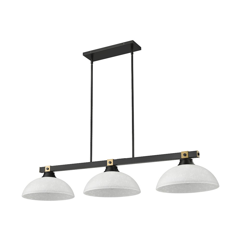 Z-Lite Bronte 3 Light Billiard, Steel Frame, White Linen Shade Color. Picture 5