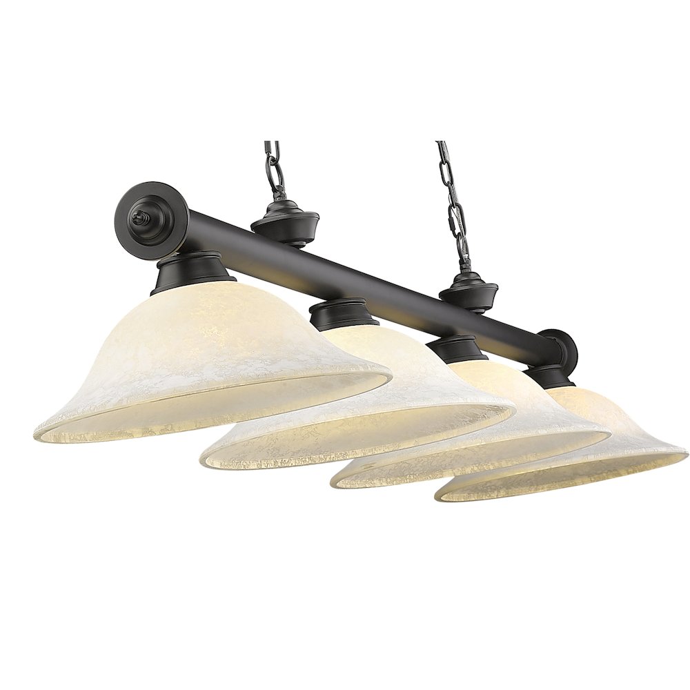 Z-Lite Cordon 4 Light Billiard, Steel Frame, White Mottle Shade Color. Picture 4