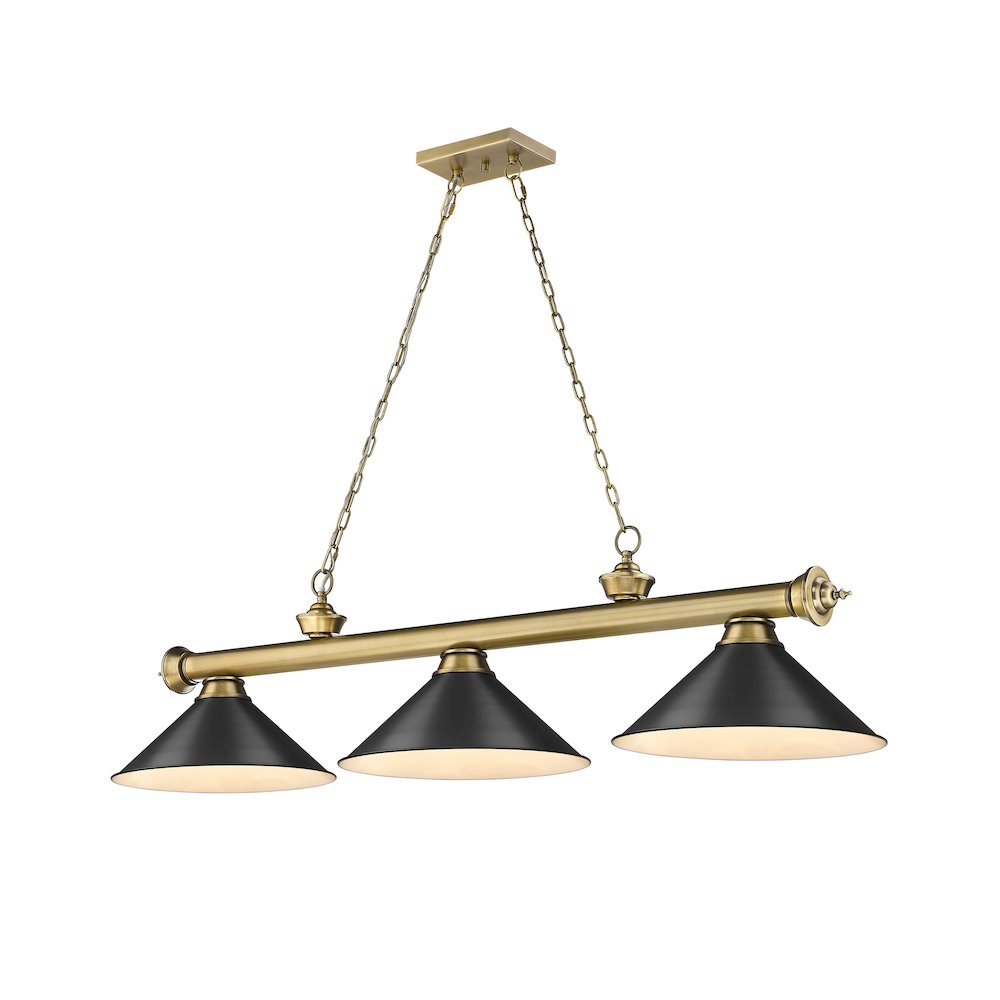 Z-Lite Cordon 3 Light Billiard, Steel Frame, Matte Black Shade Color. Picture 1
