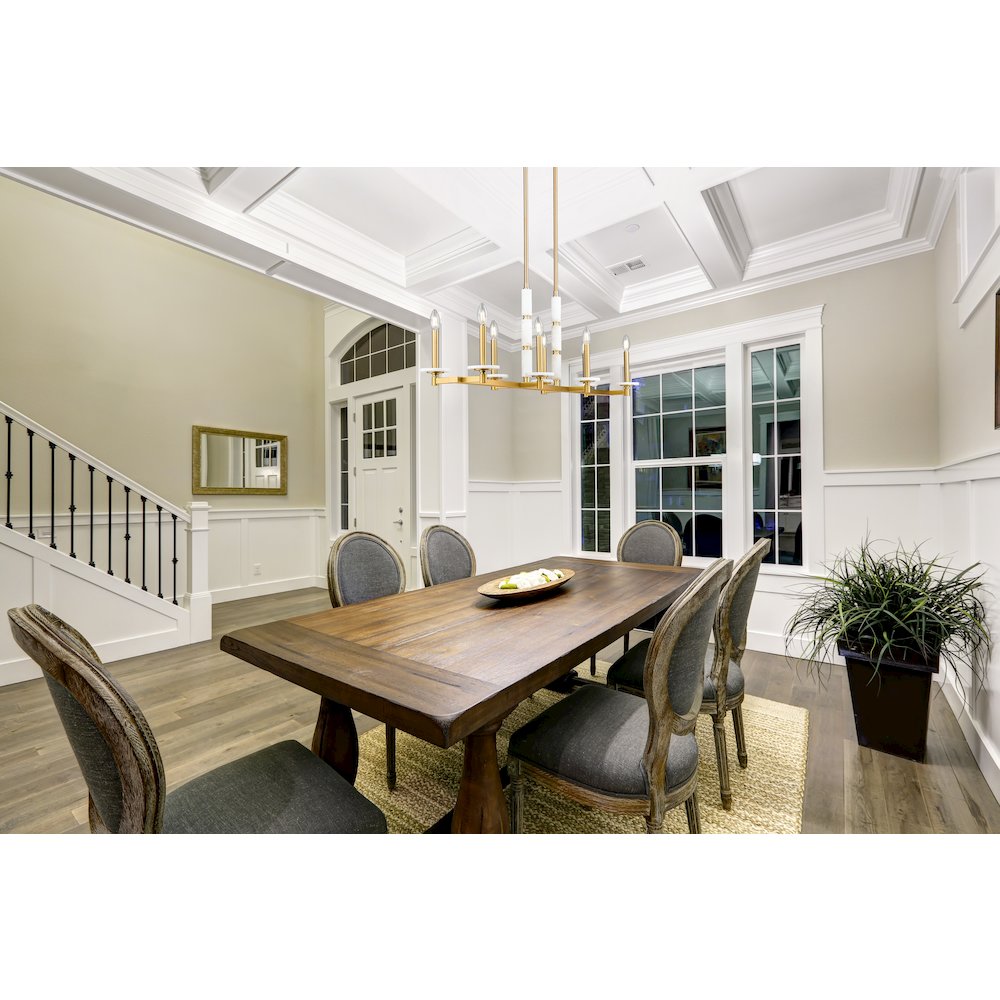 Z-Lite Kaden 8 Light Linear Chandelier in Modern Gold color, Steel frame. Picture 6