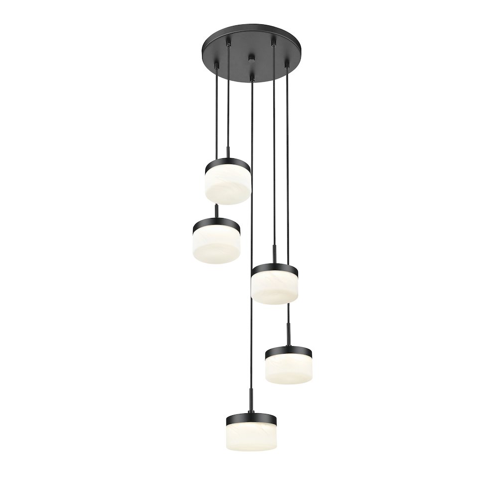 Z-Lite 5 Light Chandelier, Matte Black. Picture 3